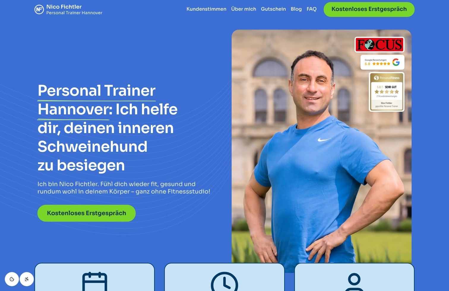 Startseite von Nico Fichtler Personal Training, gebaut mit dem WebseitenKit.